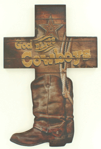 Western Moments God Bless Cowboys Wall Cross