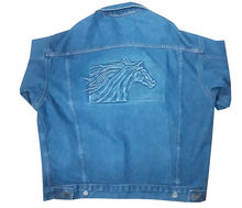 Load image into Gallery viewer, Horse Embossed Denim Jacket