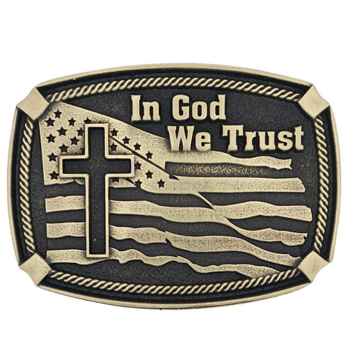 Attitude In God We Trust Buckle - A934