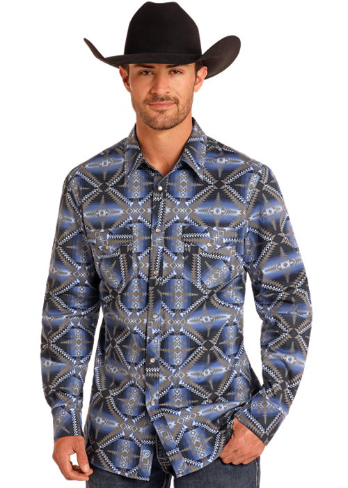 Rock & Roll Denim Modern Fit Snap Shirt - BMN2S04712