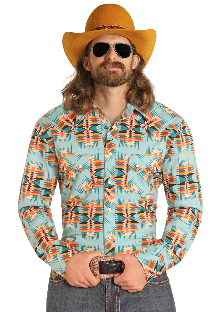 Rock & Roll Denim Modern Fit Snap Shirt - BMN2S04727