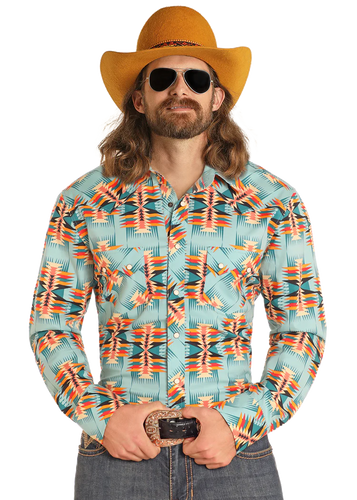 Rock & Roll Denim Modern Fit Snap Shirt - BMN2S04727