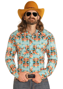 Rock & Roll Denim Modern Fit Snap Shirt - BMN2S04727