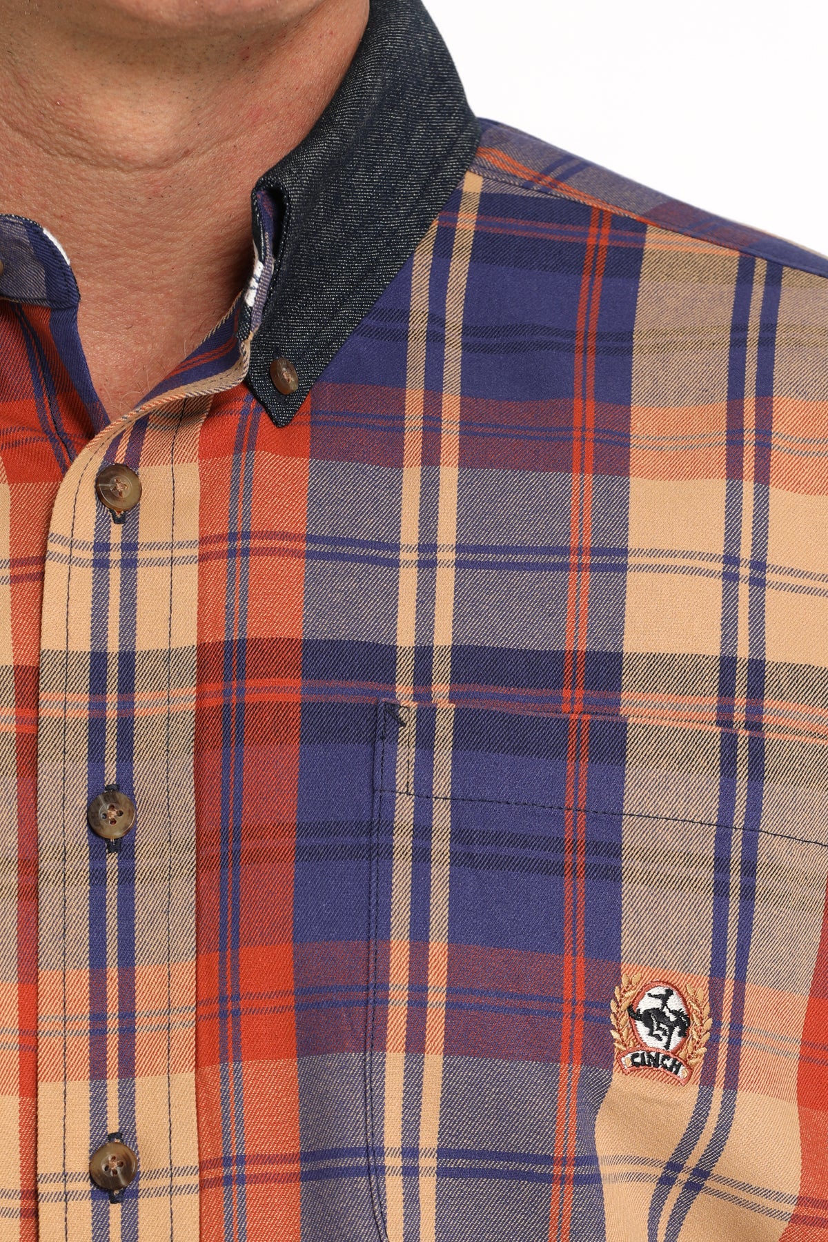 Cinch Button Down Twill Plaid Shirt - MTW1242003