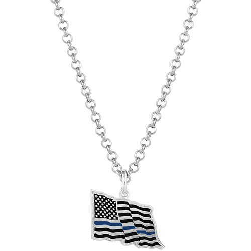Montana Silversmiths Thin Blue Line Flag Necklace - NC4085