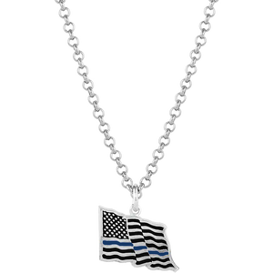 Montana Silversmiths Thin Blue Line Flag Necklace - NC4085