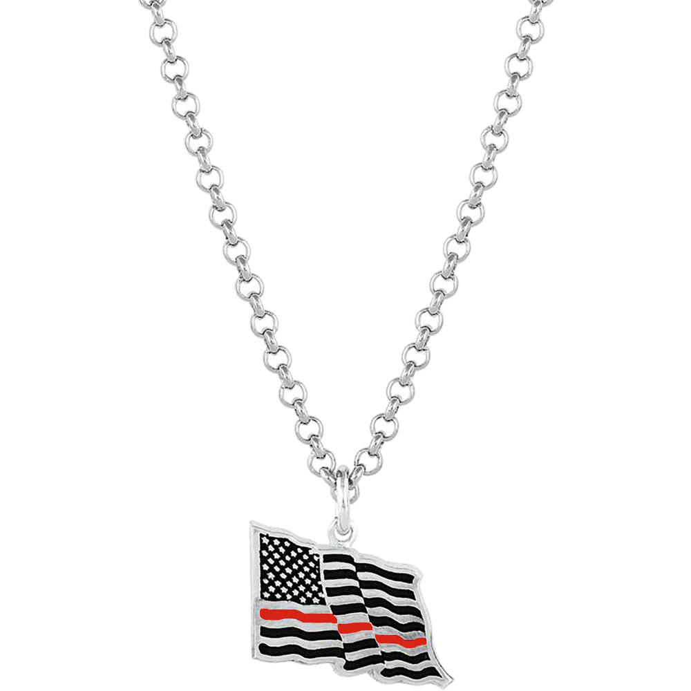 Montana Silversmiths Thin Red Line Flag Necklace - NC4085