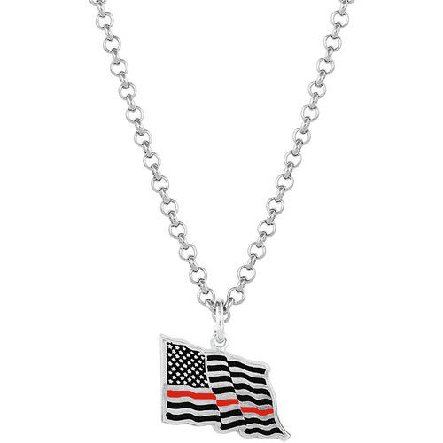 Montana Silversmiths Thin Red Line Flag Necklace - NC4085