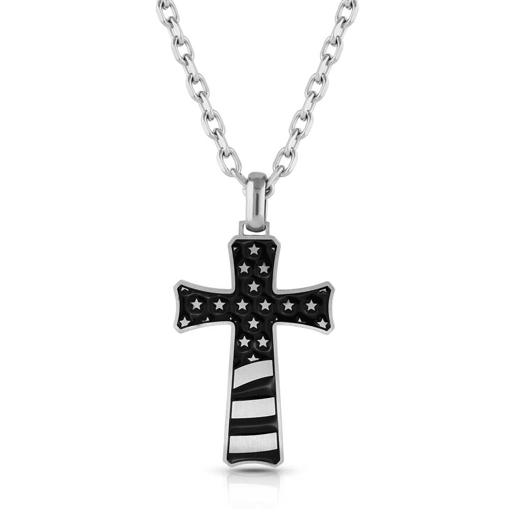 Montana Silversmiths Inspirational Patriotism Cross Necklace - NC4360