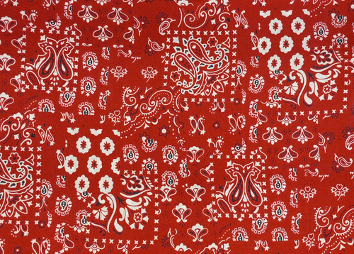 Red Silk Wild Rag with Vintage Design - 1313-G