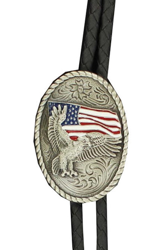 Double S Flying Eagle Flag Bolo Tie - 22612