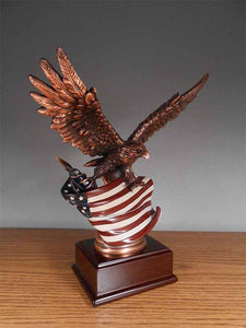 Eagle & Flag Copper Plated Sculpture -51163