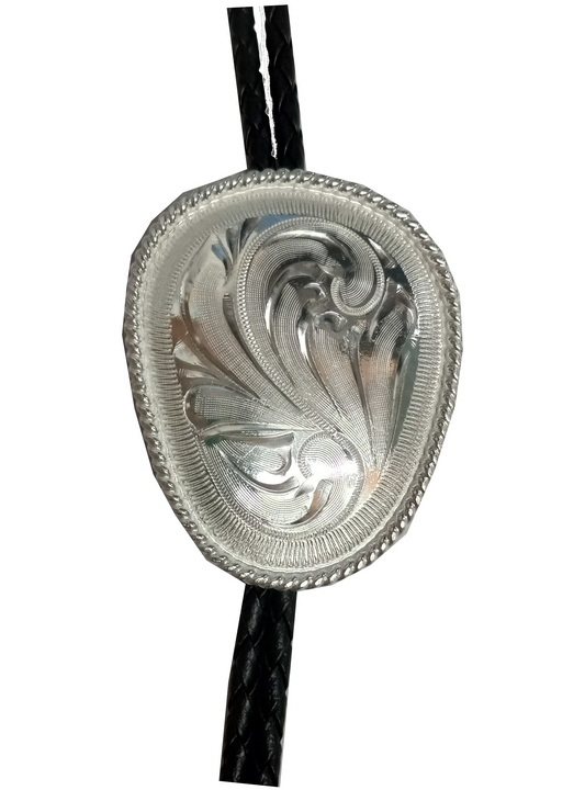 Silver Engraved Bolo Tie - AC54