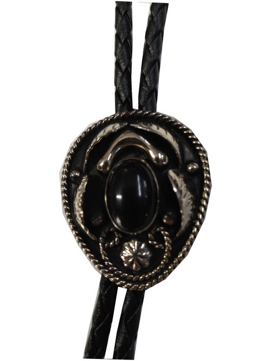 Black Stone Bolo Tie - AC57B