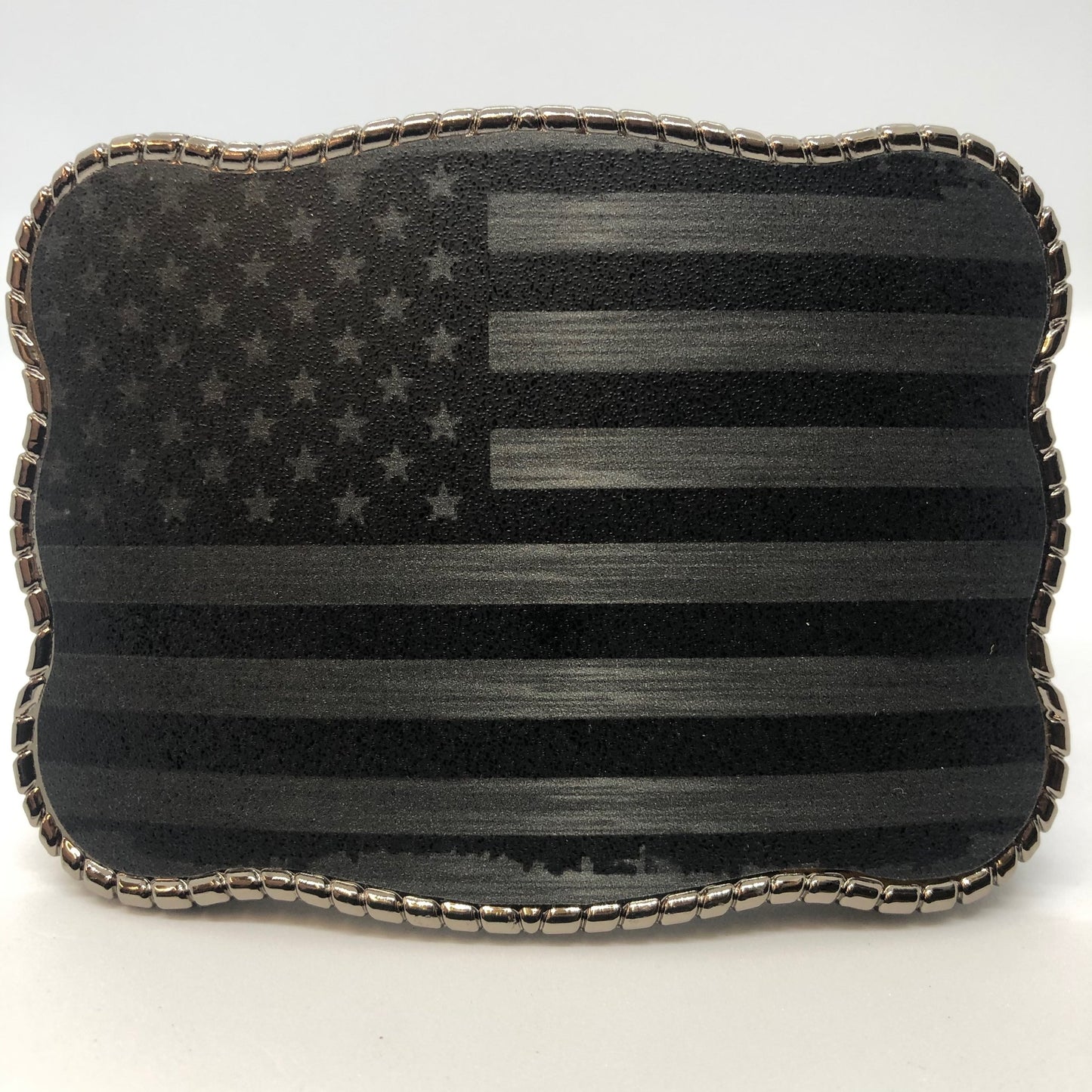 Wallet Buckle Black & Chrome American Flag