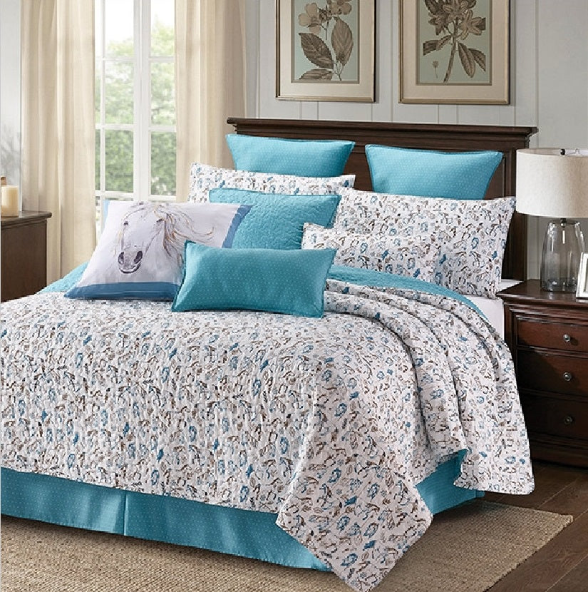 Virah Bella® Collection - Pink Light Studios. Loni Harris "Horse Farm" Printed Quilt Set - DQ10030