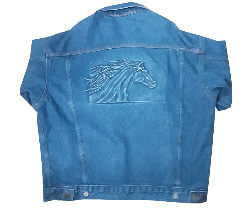 Horse Embossed Denim Jacket