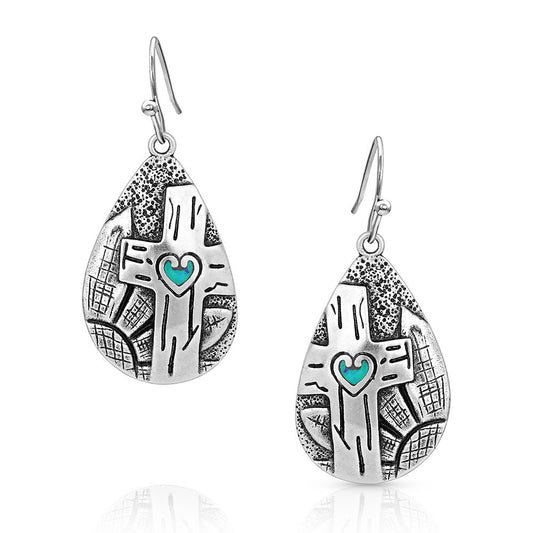 Montana Silversmiths Blooming Cross Teardrop Earrings - ER4900