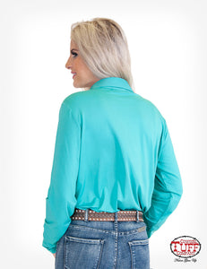 Cowgirl Tuff Coral Turquoise Sport Jersey Pullover - ET0050
