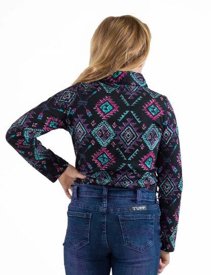 Cowgirl Tuff Black Aztec Sport Jersey Pullover - F00452