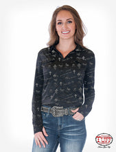Load image into Gallery viewer, Cowgirl Tuff Black Sport Jersey Pullover - H00601