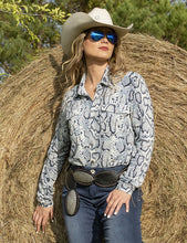 Load image into Gallery viewer, Cowgirl Tuff Indigo Snakeskin Sport Jersey Pullover - H00656