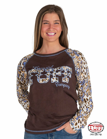 Cowgirl Tuff Leopard Baseball Tee - H00662