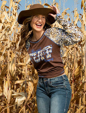Load image into Gallery viewer, Cowgirl Tuff Leopard Baseball Tee - H00662