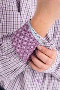 Cinch Button Up Ladies Shirt - Purple Plaid   MSW9164091
