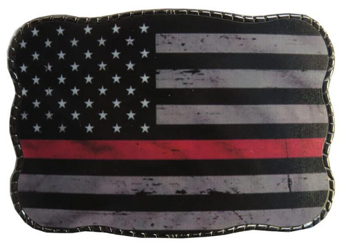Wallet Buckle Greyscale Red Line Flag