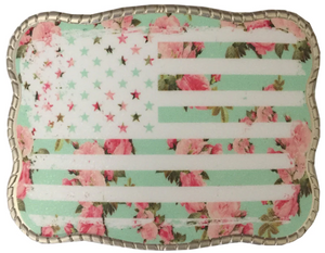 Wallet Buckle Floral American Flag