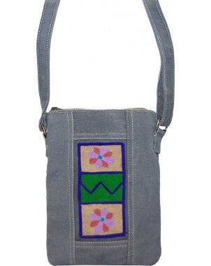 Vintage Addiction Canvas Crossbody Bag - Slate Grey