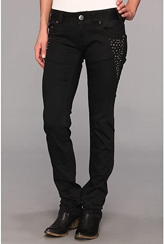 Rock & Roll Cowgirl Black Embellished Skinny Jean - W0S6710